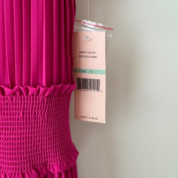 NANETTE LEPORE Christa A-Line Pleated Midi Dress Pink 8 NWT - Picture 4 of 9